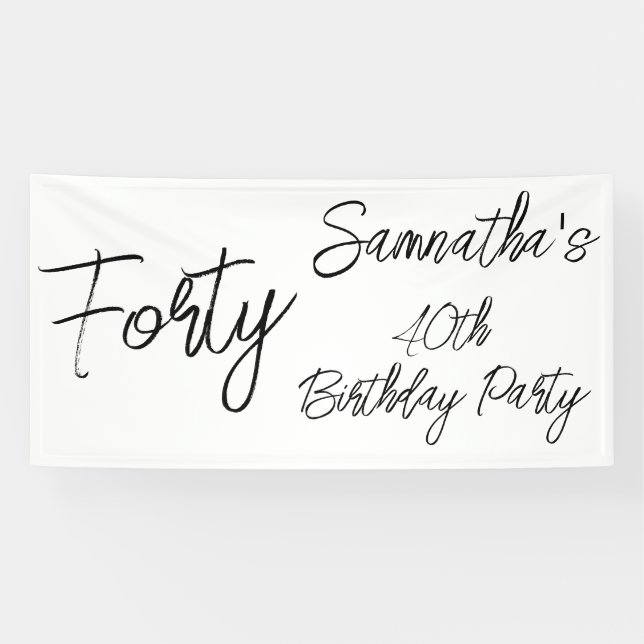 Modern White and Black Birthday Party Banner (Horizontal)