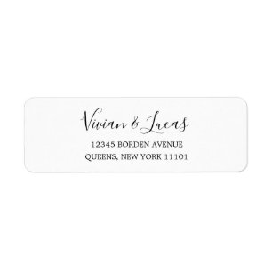 Modern White and Black Chic Script Return Address
