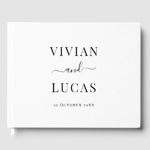 Modern White and Black Formal Minimal Wedding Guest Book