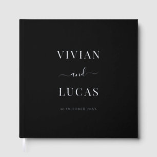 Modern White and Black Formal Minimal Wedding Guest Book