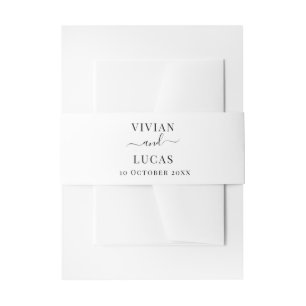 Modern White and Black Formal Minimal Wedding Invitation Belly Band