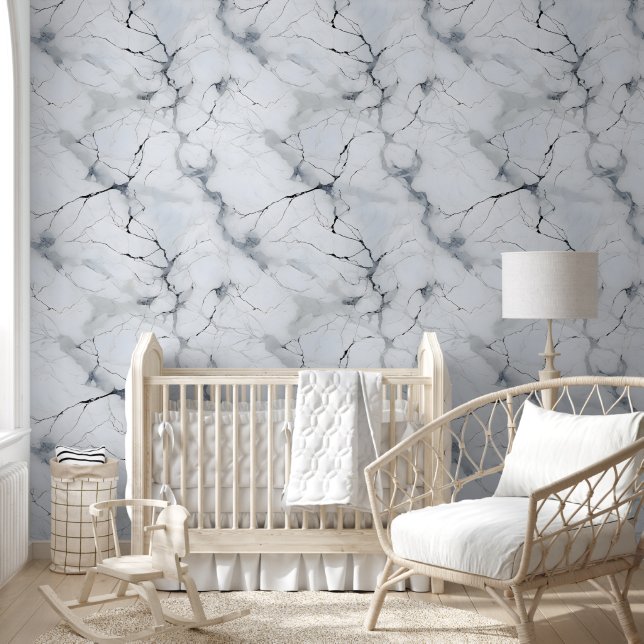Modern White and Black Marble  Wallpaper (Kids)