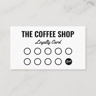 Modern white and black plain simple coffee shop loyalty card