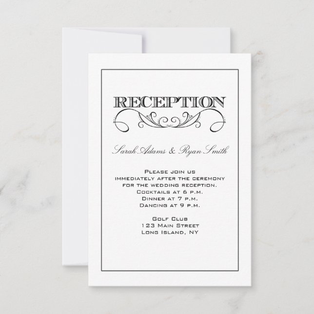 Modern White and Black Reception Invitation (Front)