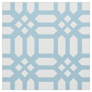 Modern White And Blue Geometric Pattern Fabric
