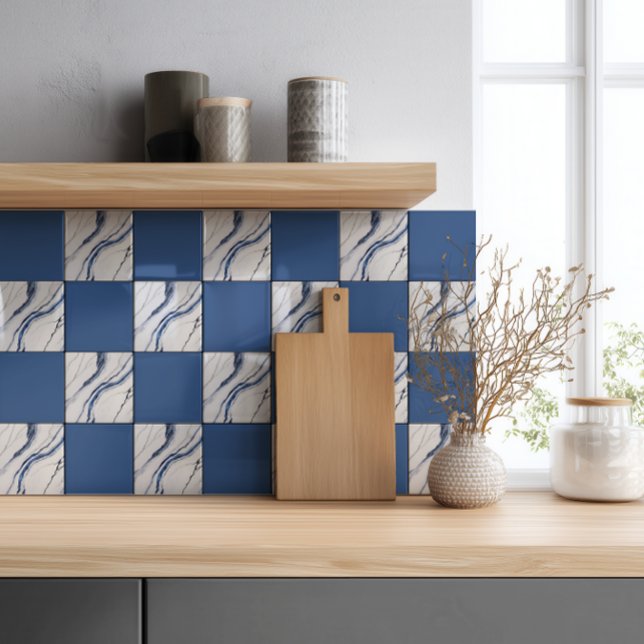 Modern White and Blue Minimalist Marble Tile (Creator Uploaded)