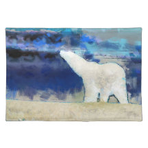 Modern White and Blue Polar Bear at Sunrise