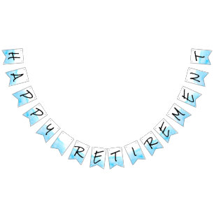  Modern White And Blue Watercolor Happy Retirement Bunting Flags
