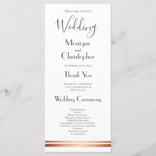 Modern White and Copper Wedding Program