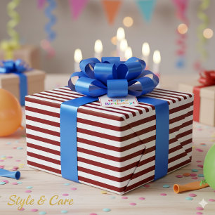 Modern White And Deep Red Stripe Pattern Premium Wrapping Paper