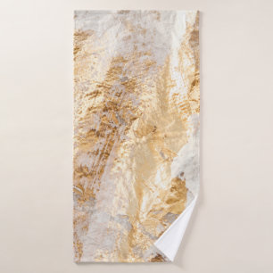 Modern White And Gold Brush Painted Background Tex Bath Towel