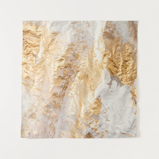 Modern White And Gold Brush Painted Background Tex Tapestry