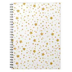 Modern White and Gold Celestial Stars Notebook