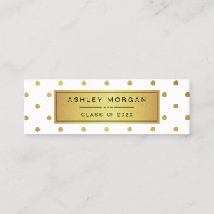Modern White and Gold Glitter Graduation Name Card