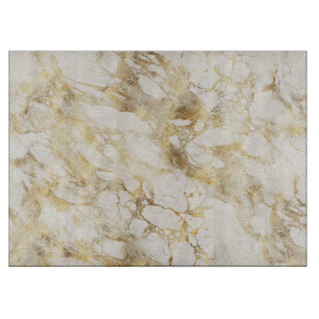 Modern White and Gold Marble Pattern Cutting Board (Front)