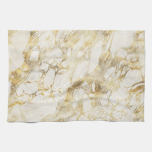 Modern White and Gold Marble Pattern Kitchen Towel