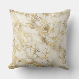 Modern White and Gold Marble Pattern Throw Pillow