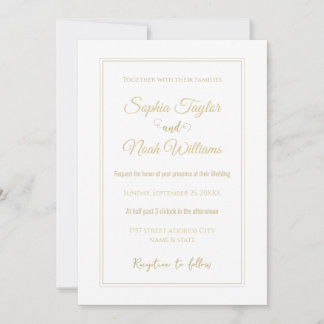 Modern White and Gold Minimal  Invitation