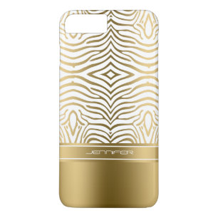 Modern White And Gold Zebra Stripes Case-Mate iPhone Case