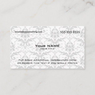 Modern White and Grey Damask Business Card
