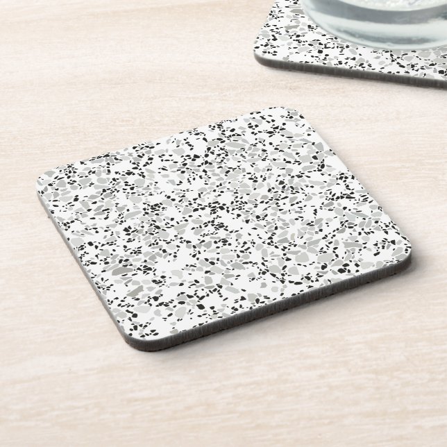 Modern White and Grey Terrazzo Pattern Coaster (Left Side)