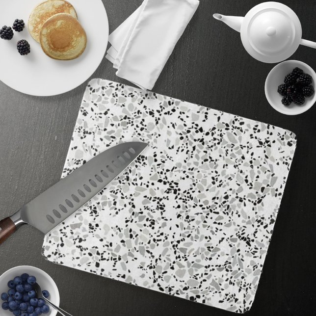 Modern White and Grey Terrazzo Pattern Cutting Board (Modern White Terrazzo Cutting Board by Looly Elzayat
)