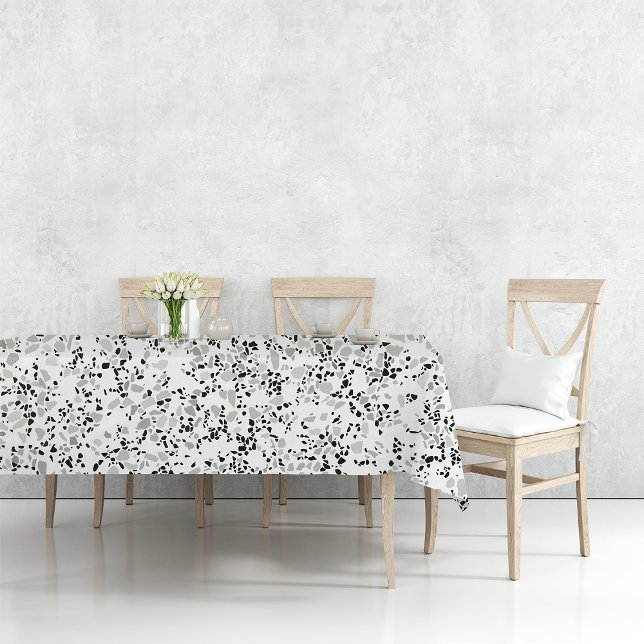 Modern White and Grey Terrazzo Pattern Tablecloth (Creator Uploaded)