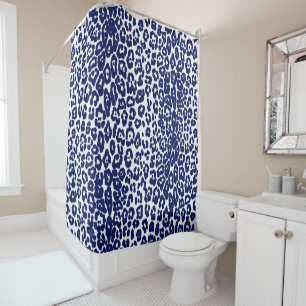 Modern white and navy blue leopard print