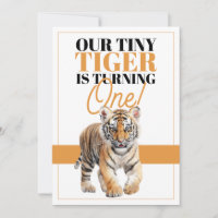 Modern White and Orange Wild Tiger Jungle Birthday