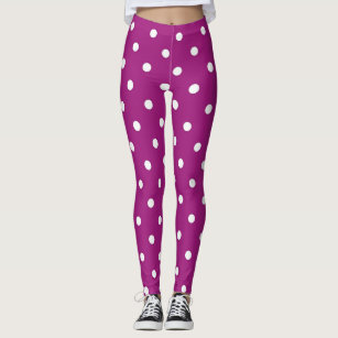 Modern white and purple polka dots pattern leggings