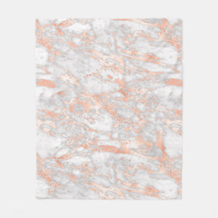 Modern White and Rose Gold Marble Pattern Fleece Blanket