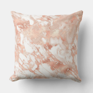 Modern White and Rose Gold Marble Pattern Throw Pillow