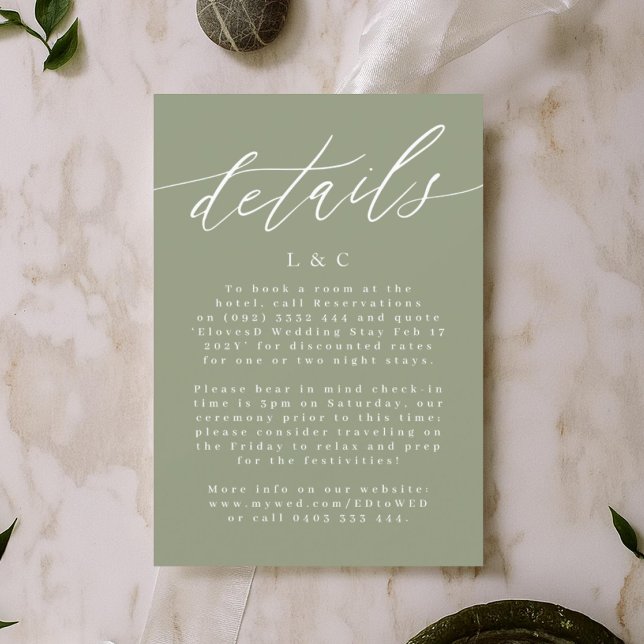 Modern White and Sage Green Simple Enclosure Card (Creator Uploaded)