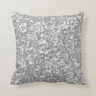 Modern white And Silver Grey Glitter Pattern Throw Pillow