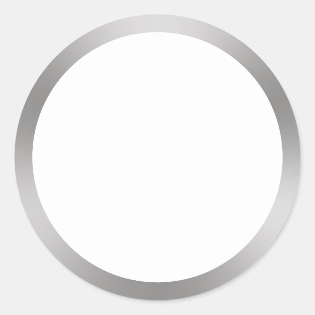 Modern White and Silver Look Border Classic Round Sticker (Front)