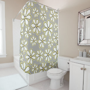 Modern White And Yellow Daisy Flowers On Grey