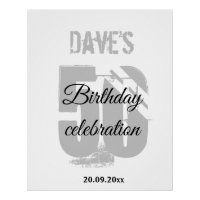 Modern White Any Age 50th Birthday Welcome 