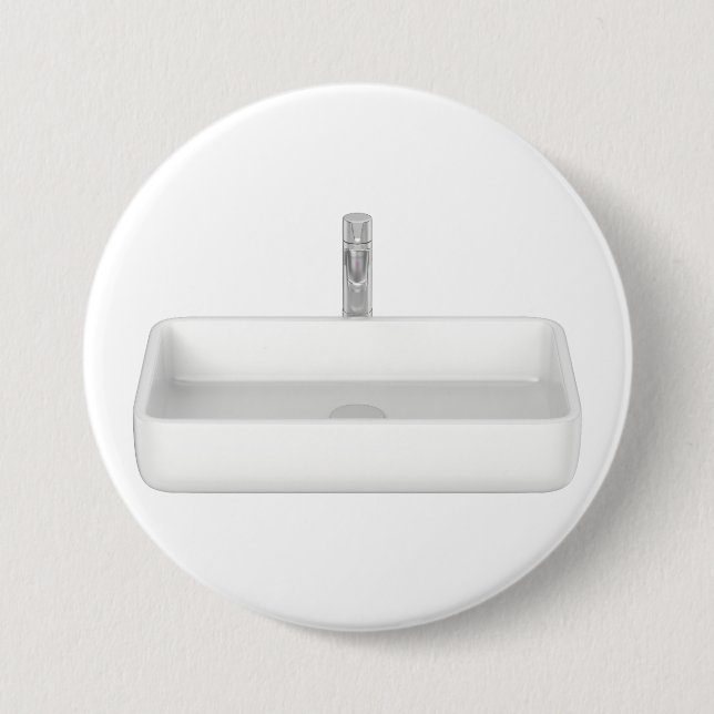 Modern white bathroom sink with faucet 3 inch round button (Front)