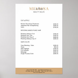 Modern White Beige Brown Price List Poster