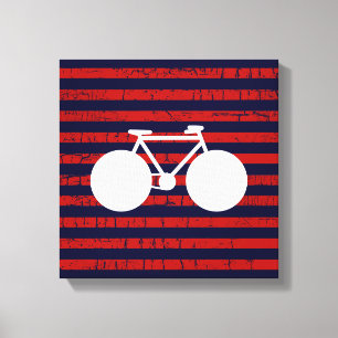 modern white bicycle & red stripes canvas print