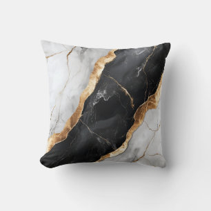 Modern White, Black, and Gold Marble Decorative  Throw Pillow