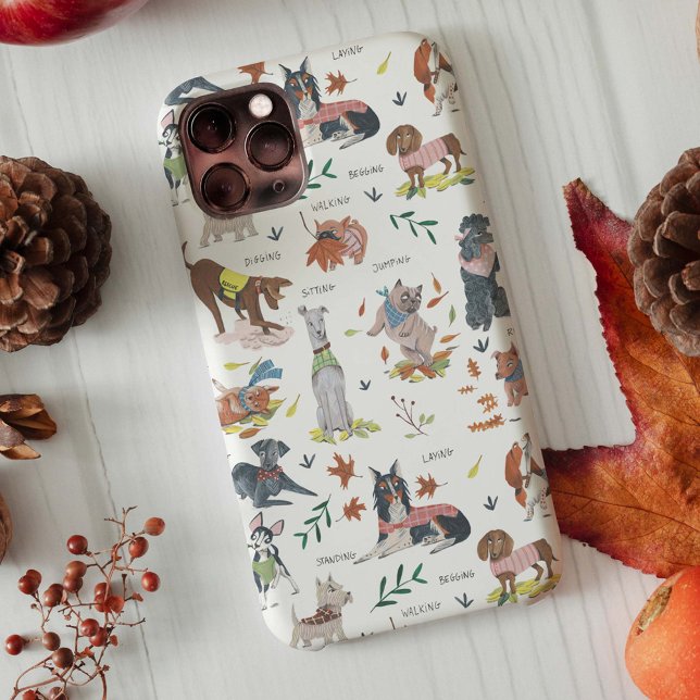 Modern white & black botanical dog Pattern Case-Mate iPhone Case (Creator Uploaded)