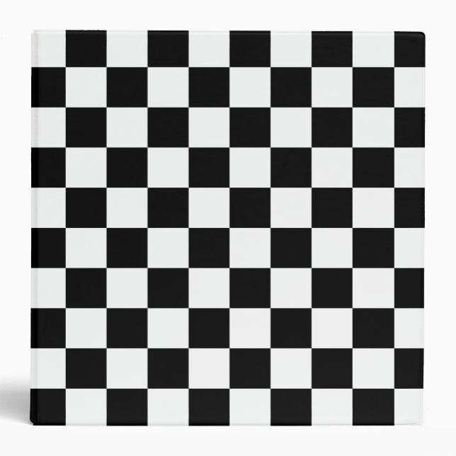 Modern White Black Box Pattern 3 Ring Binder (Front)