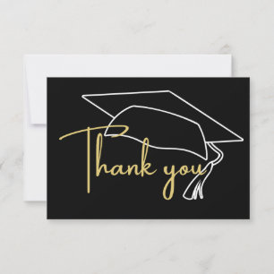 Modern White Black Gold graduation Thank You Car