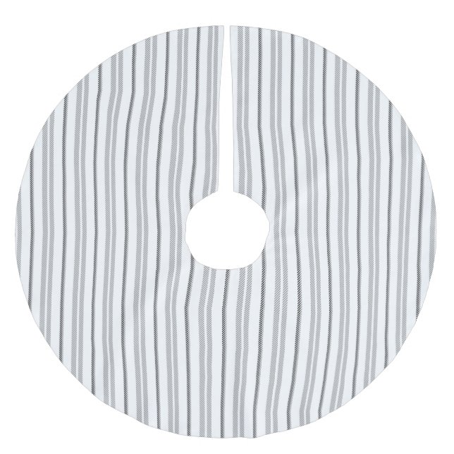 Modern white black graphic stripes pattern brushed polyester tree skirt (Front)