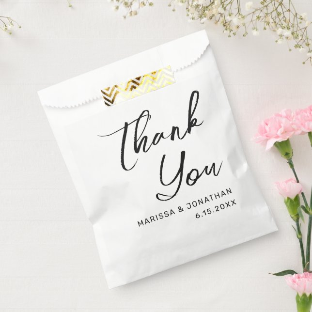 Modern White Black Hand Lettered Wedding Favour Bag (Sealed)