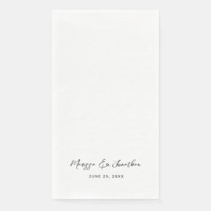 Modern White Black Hand Lettered Wedding Napkin