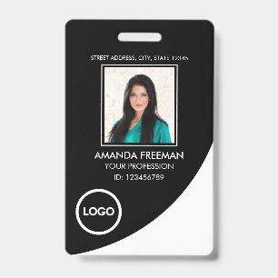 Modern White & Black Healthcare Professional Photo Badge