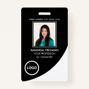 Modern White & Black Healthcare Professional Photo Badge