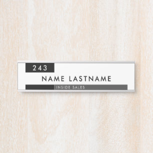 Modern White Black Office Number Name Title Door Sign